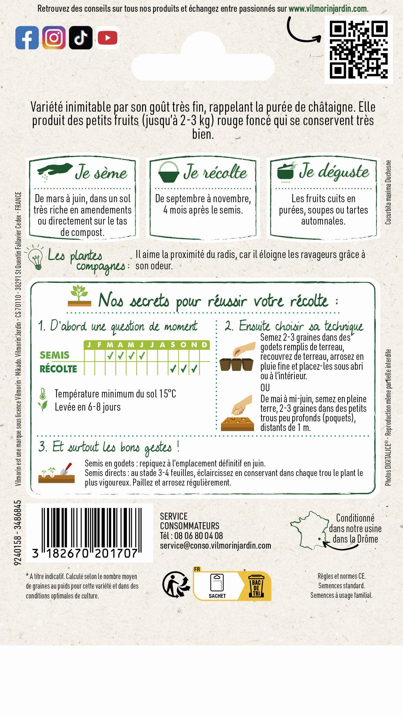 Vilmorin - Potiron Potimarron série 2 sachet graines 3 g - Vilmorin - Image 2