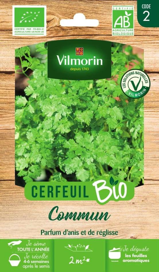 Vilmorin - Cerfeuil commun Bio série 2 sachet graines 2,5 g - Vilmorin - Image 1