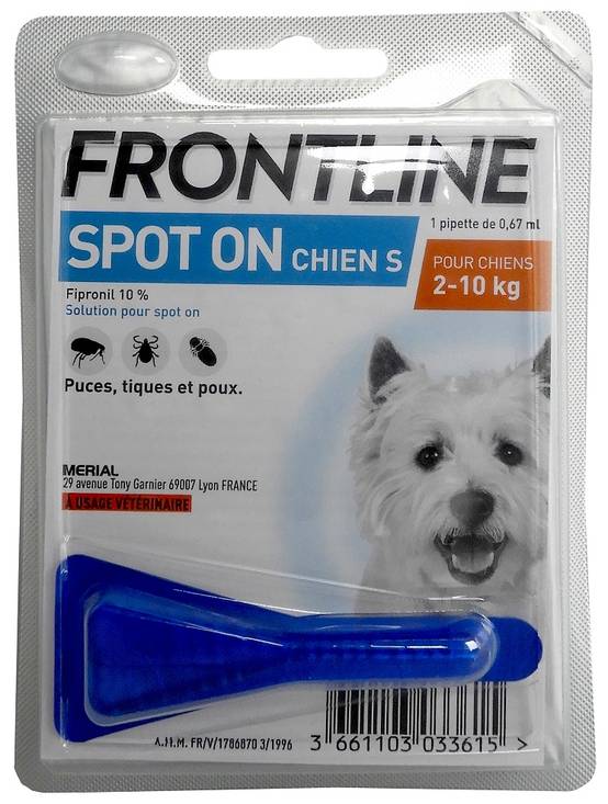 Frontline - Frontline - Monopipette Spot On chien Taille S - 2-10kg - 0,67ml