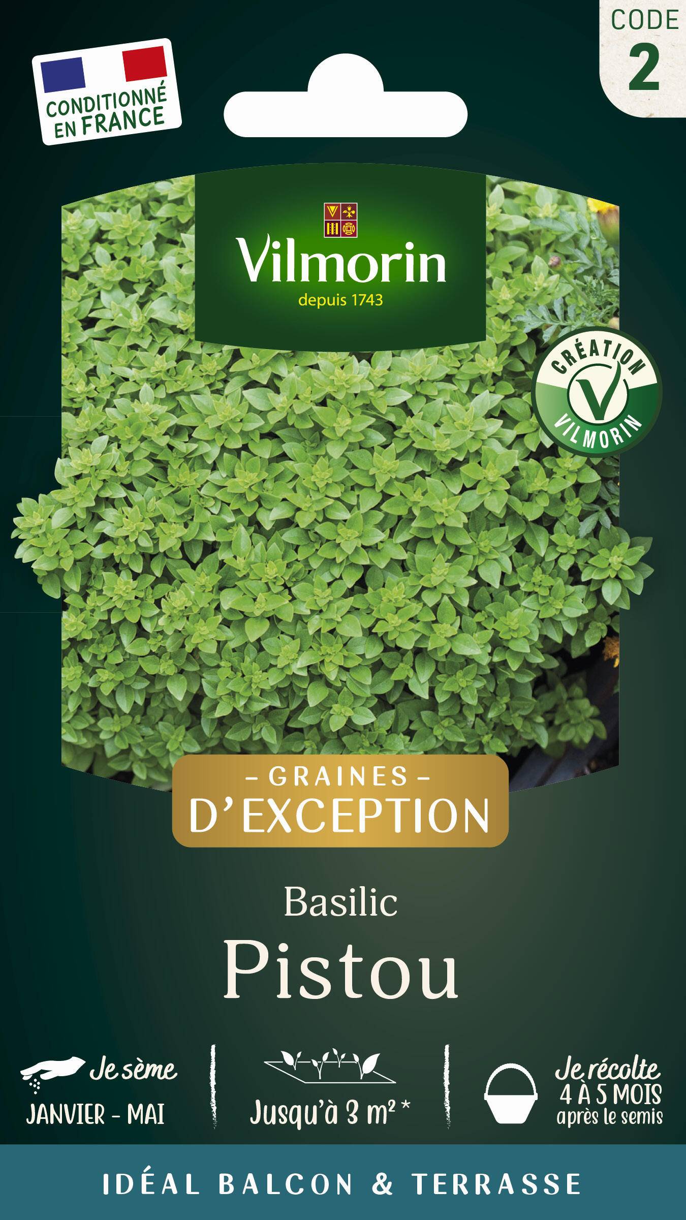 Vilmorin - Basilic Pistou serie 2 sachet graines 1 g - Vilmorin - Image 1
