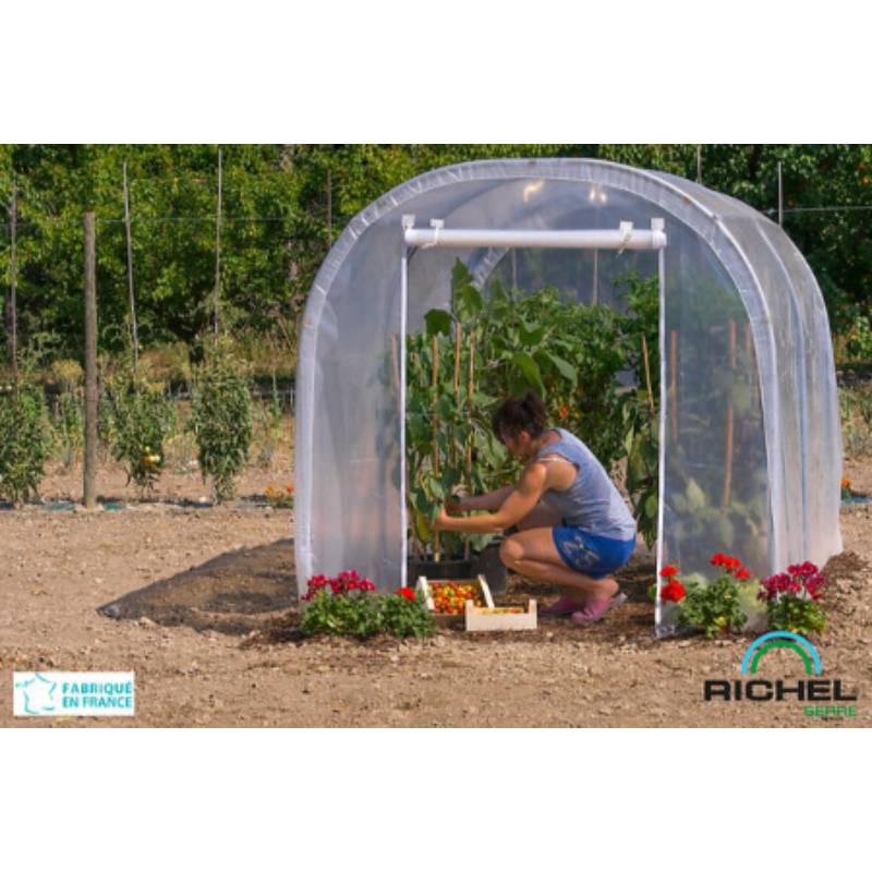 Richel Serre - Serre maraichère 6m² pied droit 1 porte zip acier galvanisé et PE L.3 x l.2 x H.2 m – Richel serre - Image 1