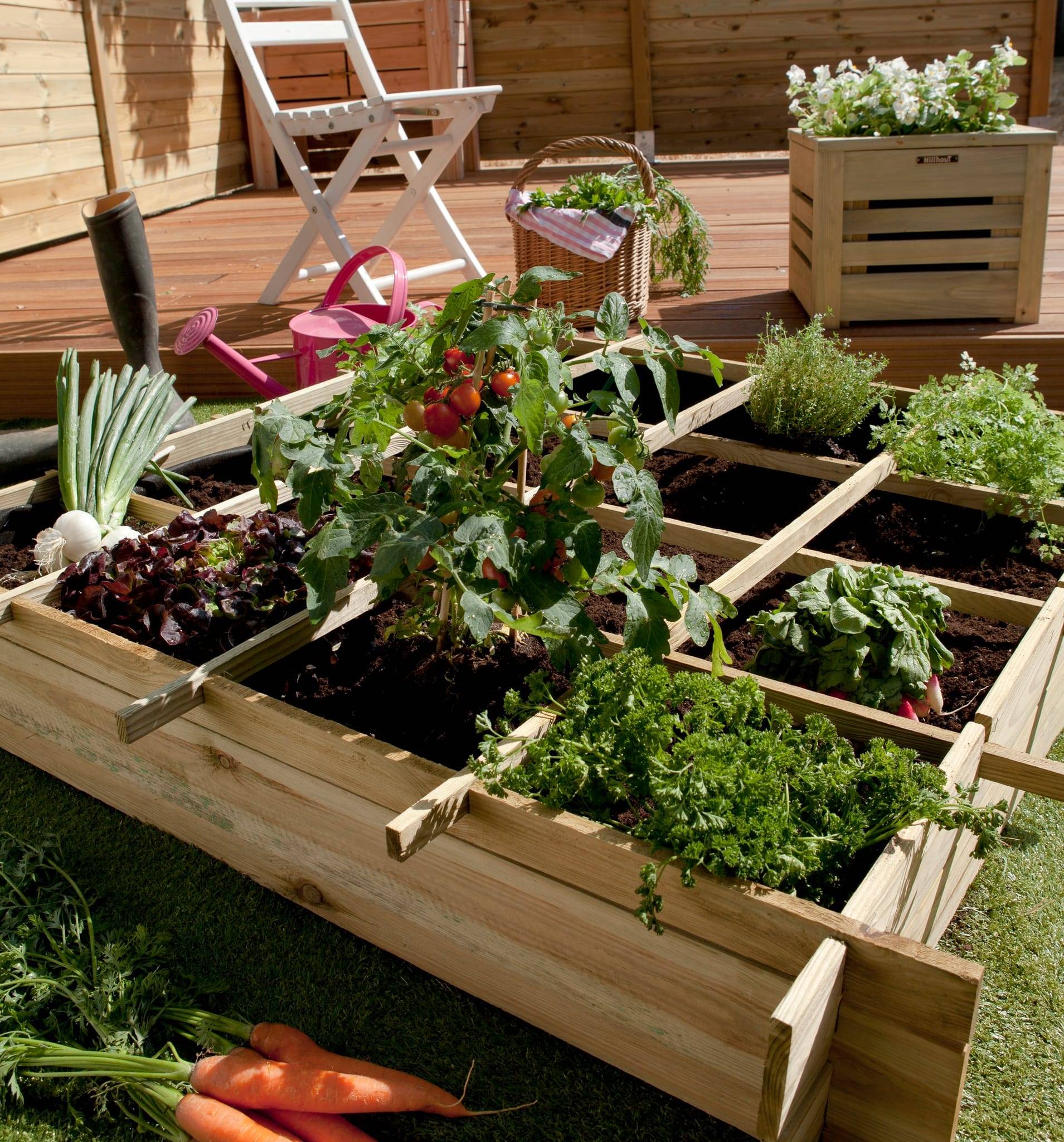 Potager en pin Anafi - L.120 x l.120 x H.20 cm - Image 3