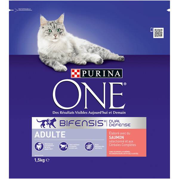 Purina One - Croquettes chat Adulte au Saumon et aux Céréales Complètes 1,5 kg - PURINA ONE - Image 1