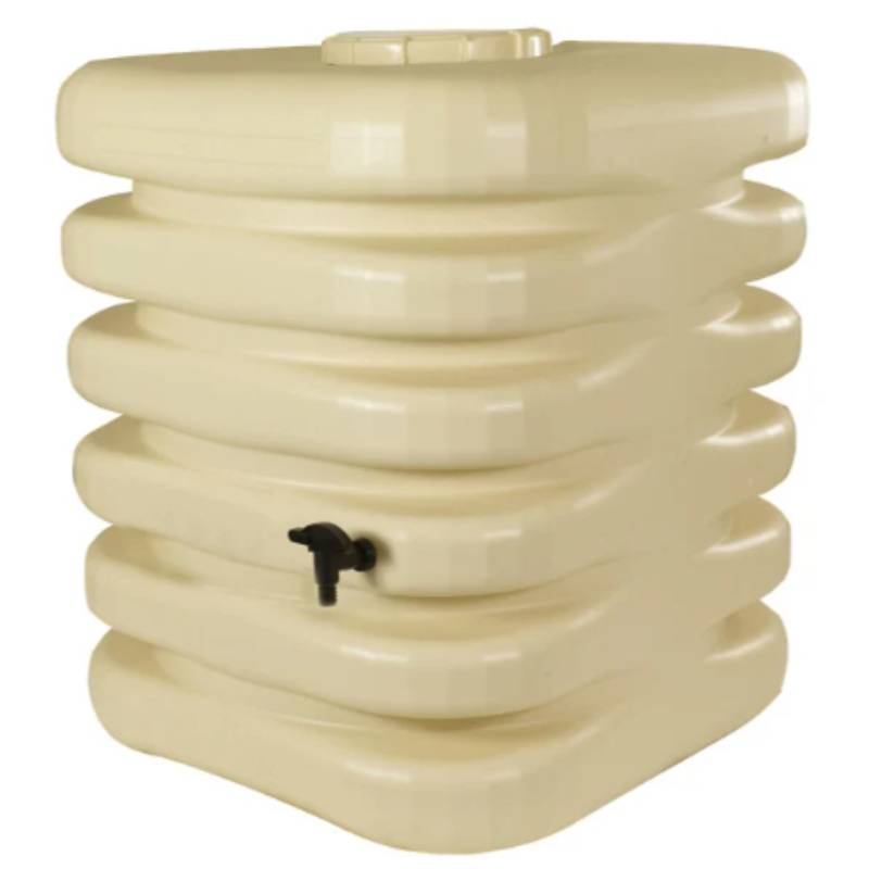 Belli - Récupérateur d'eau de pluie 1000L couvercle, robinet et collecteur inclus cubique beige - BELLI