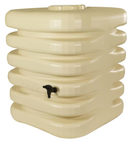 Belli - Récupérateur d'eau de pluie 1000L couvercle, robinet et collecteur inclus cubique beige - BELLI - Image 6