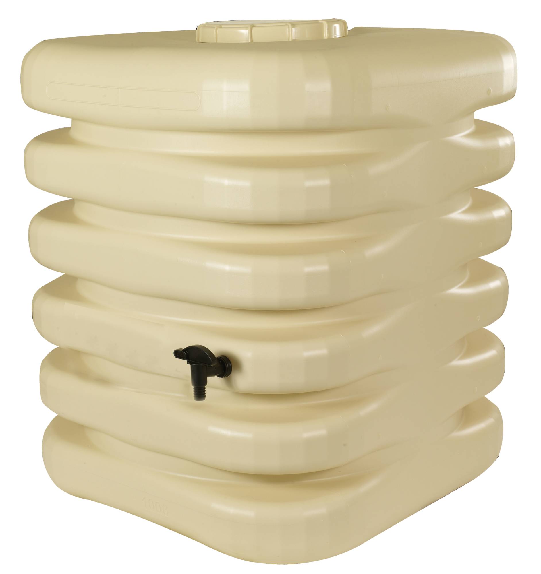 Belli - Récupérateur d'eau de pluie 1000L couvercle, robinet et collecteur inclus cubique beige - BELLI - Image 6