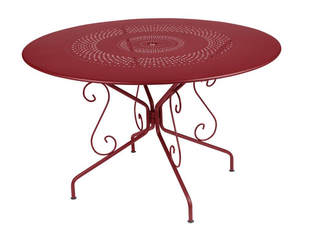 Fermob - Table de jardin ronde acier piment 6 personnes Montmartre Fermob - Image 1