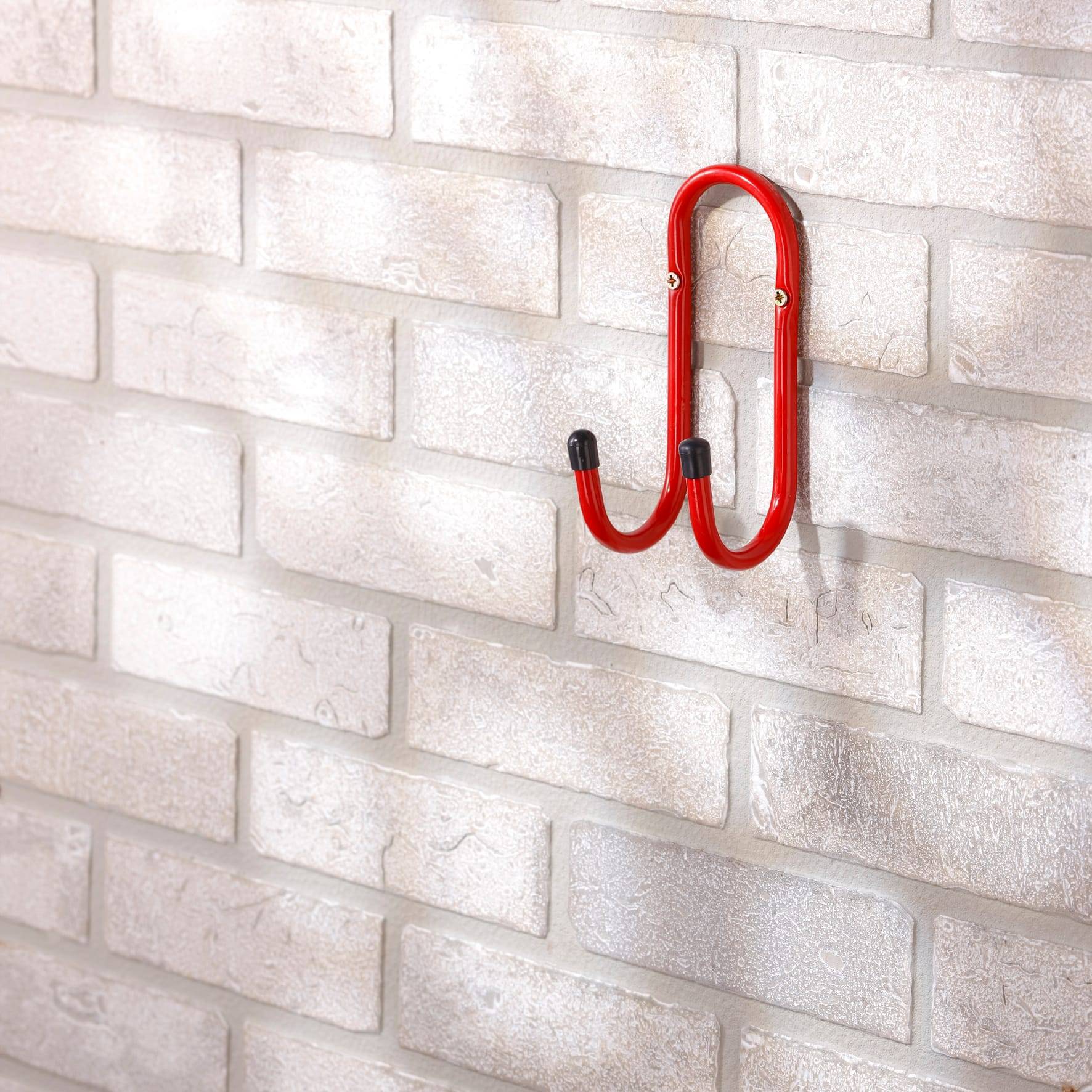 Crochet double Long. 70 mm tube diamètre 10 mm peint rouge