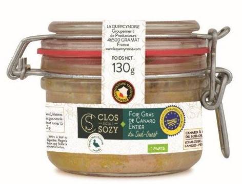 Foie gras de canard entier du Sud Ouest en conserve bocal 130 g