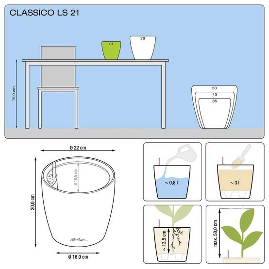 Jardinière Classico LS 21 Blanc brillant - LECHUZA - Image 2