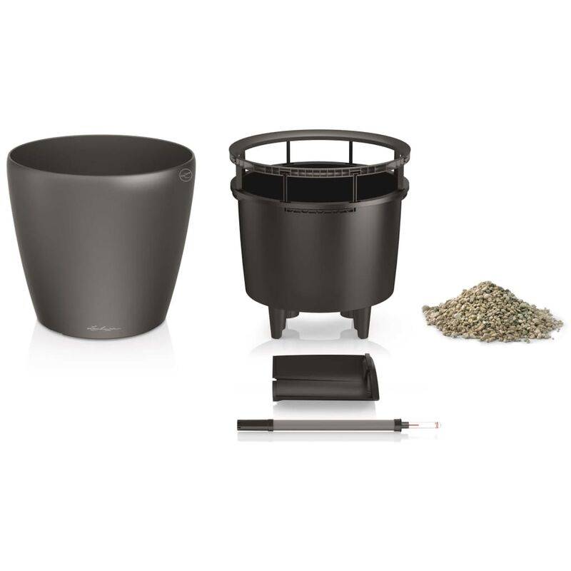 Jardinière Classico LS 28 ALL-IN-ONE plastique charbon métallisé Ø28xH.26 cm - Lechuza - Image 3