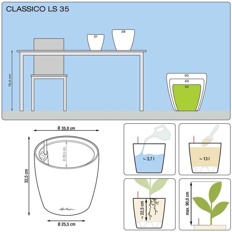 Jardinière Classico LS plastique charbon métallisé Ø35xH.32,5 cm - Lechuza - Image 4