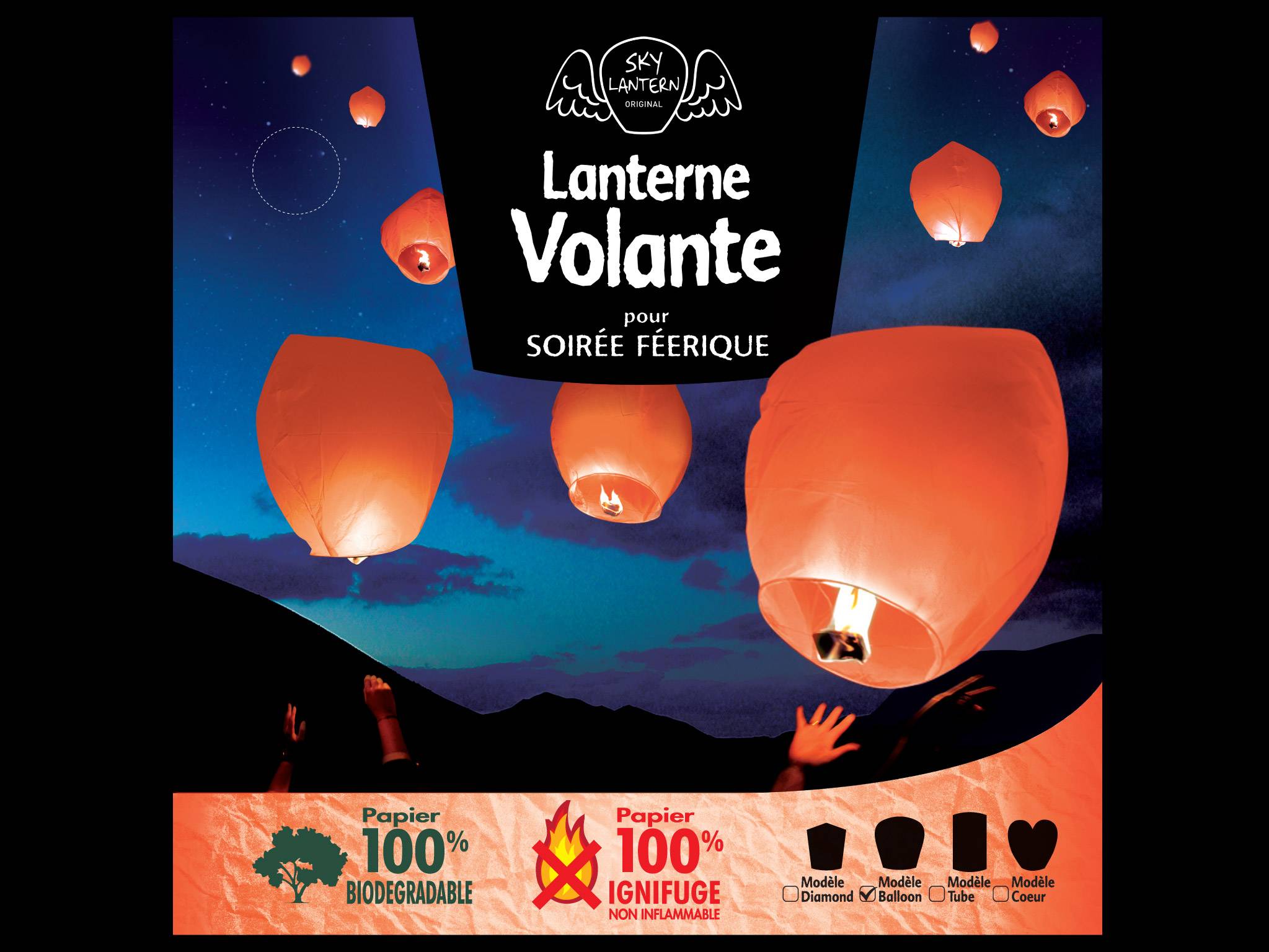 Lanterne volante corail