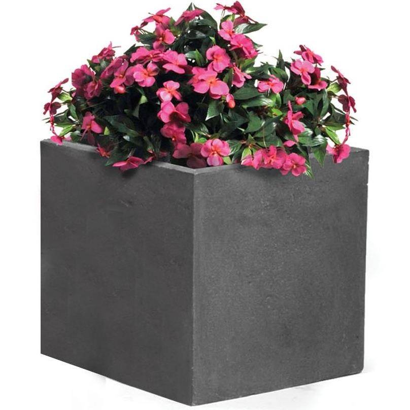 Bac à fleurs fibre de terre L55 H46 cm anthracite - Image 1