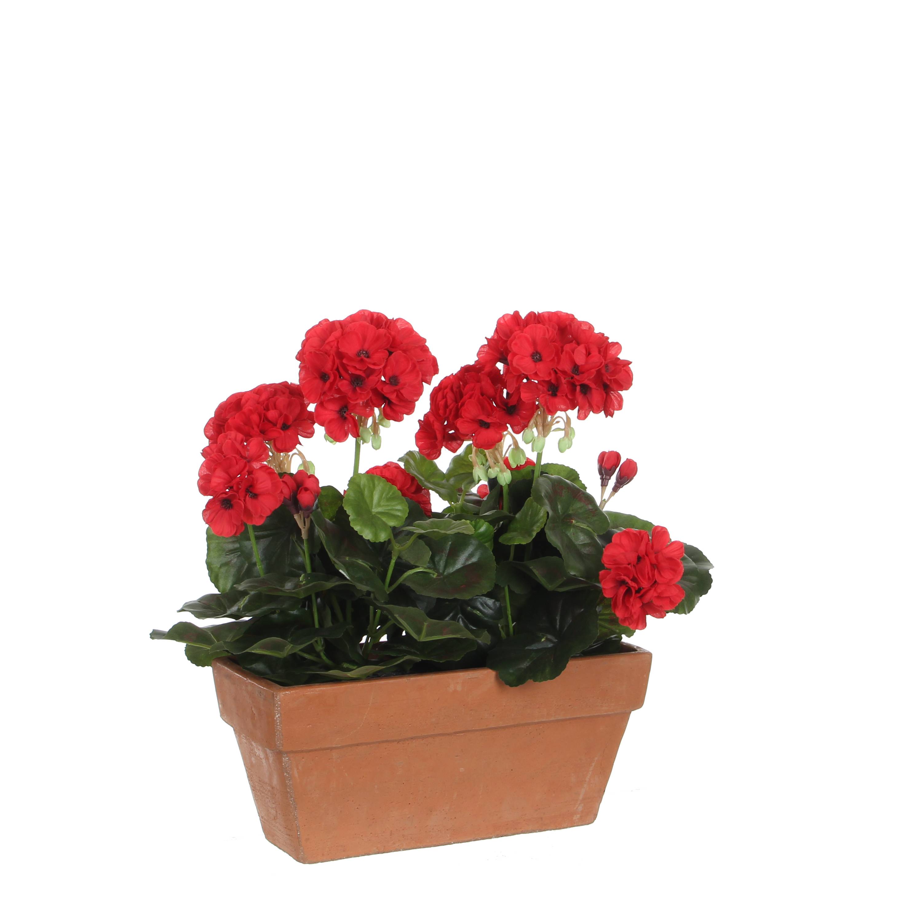 Mica Decorations - Géranium rouge artificiel en jardinière L.29 x l.13 x H.40 cm - Image 2