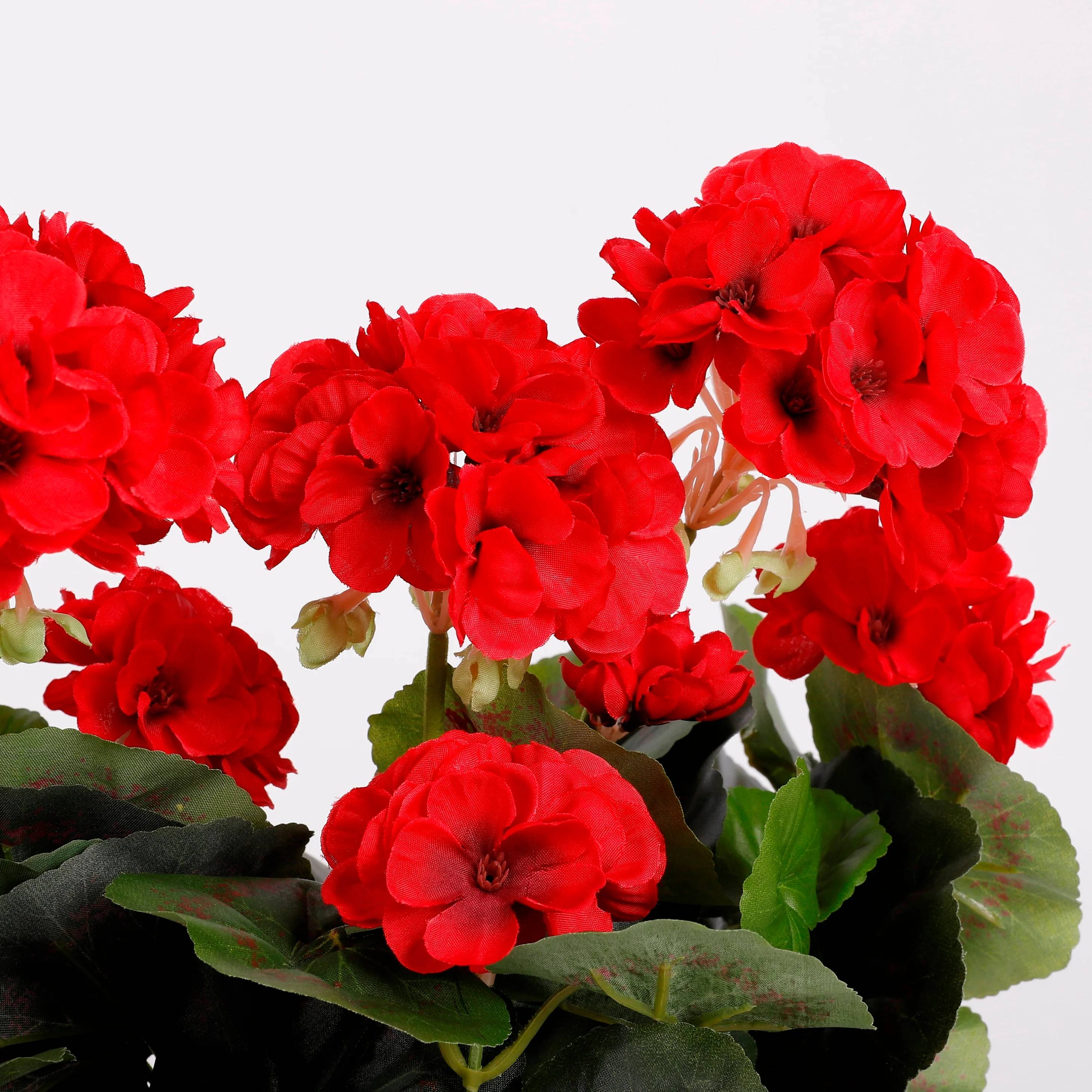 Mica Decorations - Géranium rouge artificiel en jardinière L.29 x l.13 x H.40 cm - Image 7