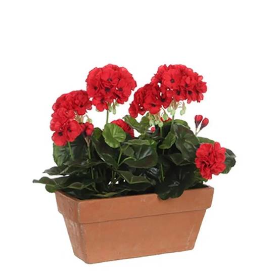 Mica Decorations - Géranium rouge artificiel en jardinière L.29 x l.13 x H.40 cm - Image 6