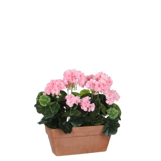 Mica Décoration - Géranium rose artificiel en jardiniere L.29 x l.13 x H.40 cm - Image 1