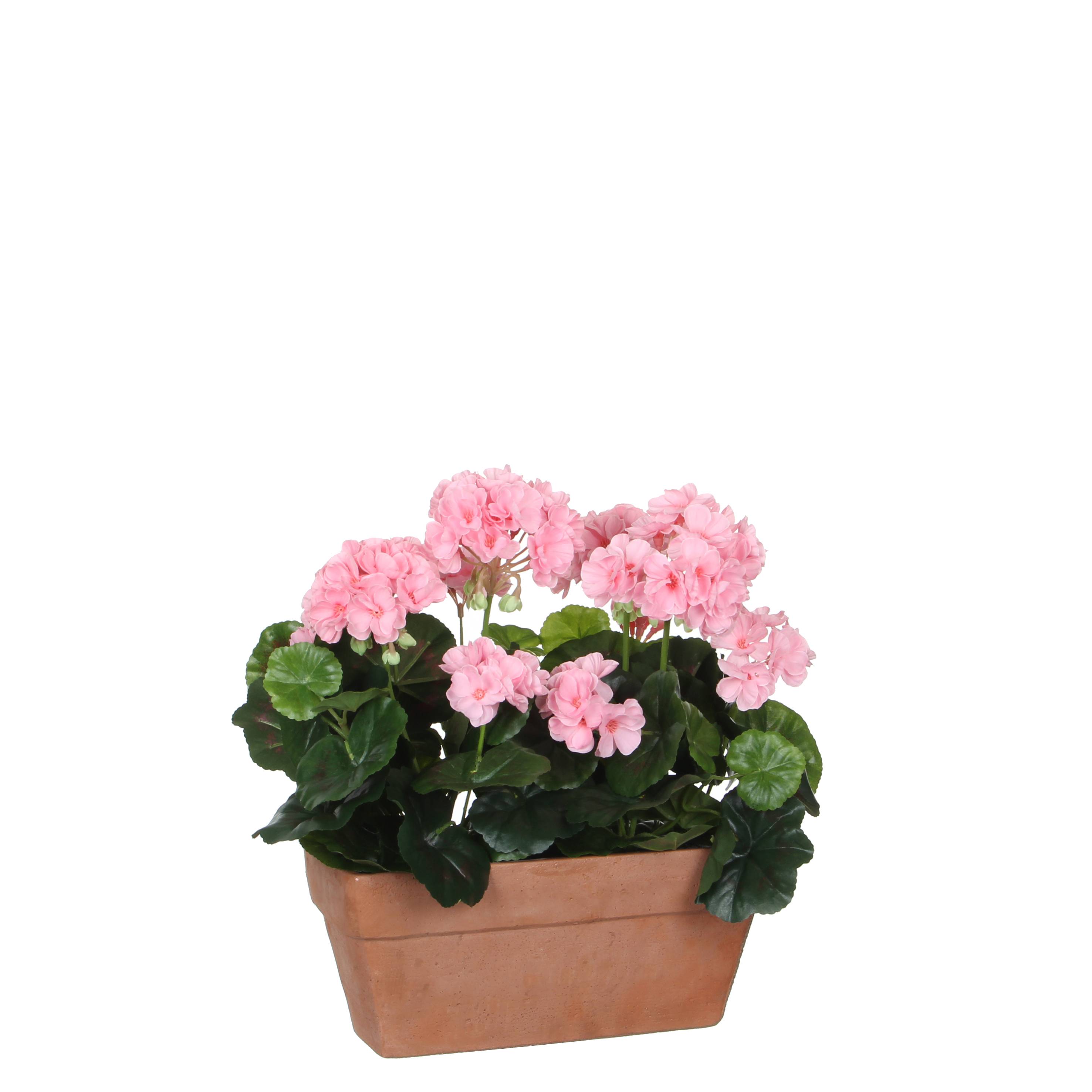 Mica Décoration - Géranium rose artificiel en jardiniere L.29 x l.13 x H.40 cm - Image 1