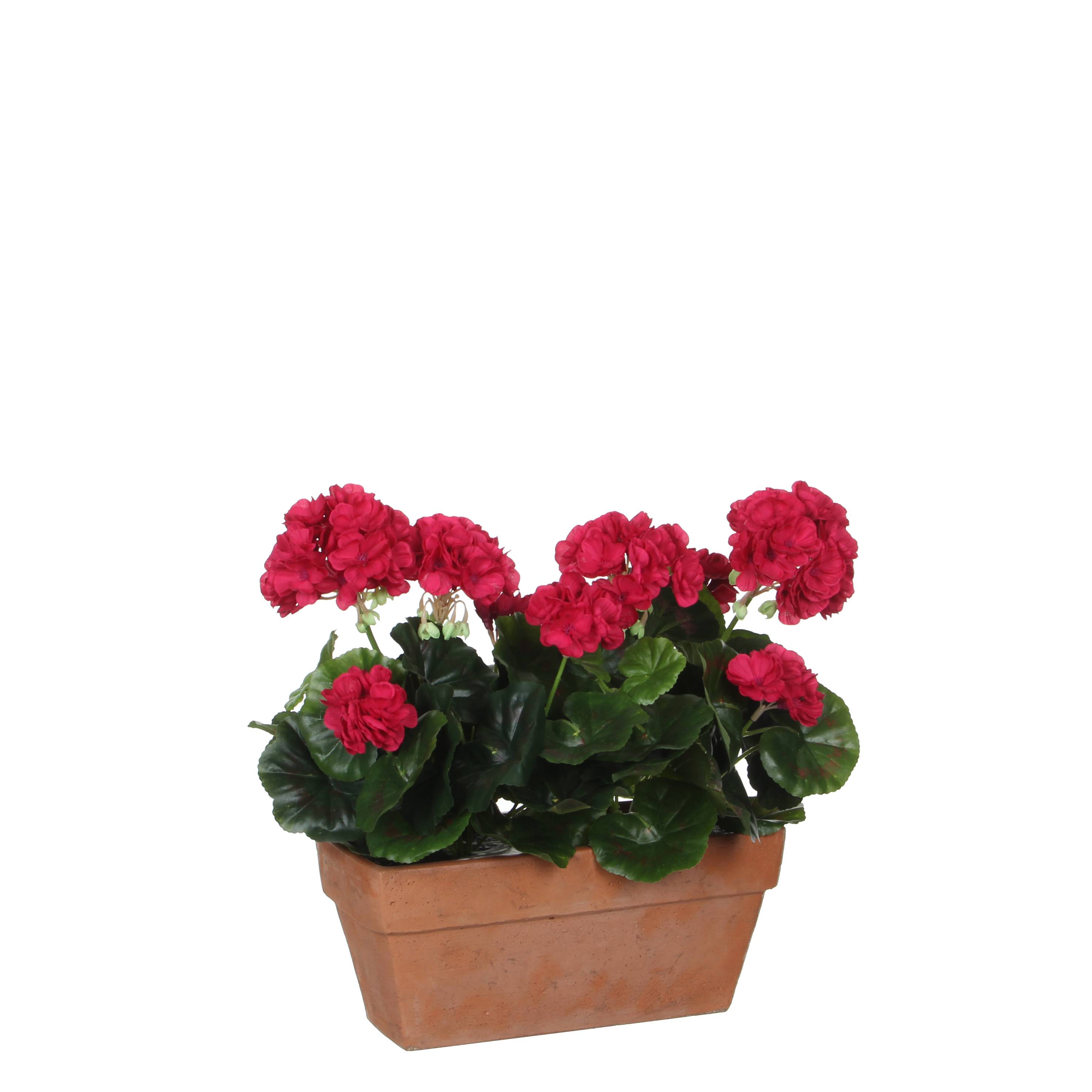 Mica Decorations - Géranium rose foncé artificiel en jardinière L.29xl.13xH.40 cm - Image 1