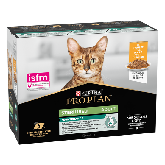 Purina Pro Plan - Pâtée en sauce chat Adulte Stérilisé Poulet 10x85g - PRO PLAN - Image 1
