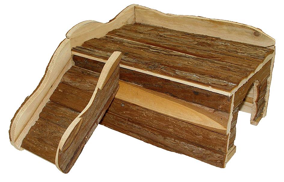 Maison avec rampe bois écorce L 21 l 21 H 11 cm - RONGIS - Image 1