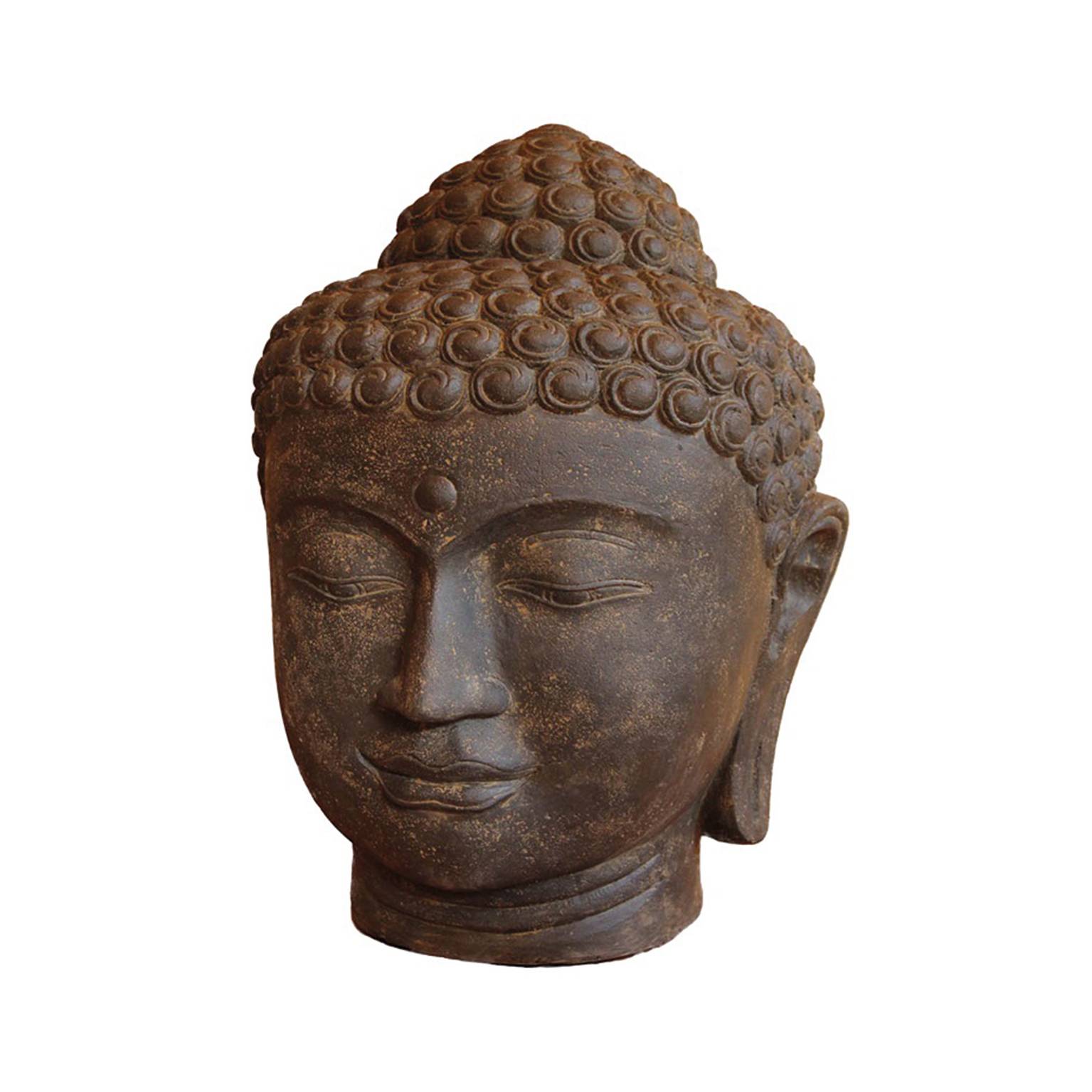 Tête Bouddha Statue Pierre gris H.50 cm - PENEZ HERMAN - Image 2
