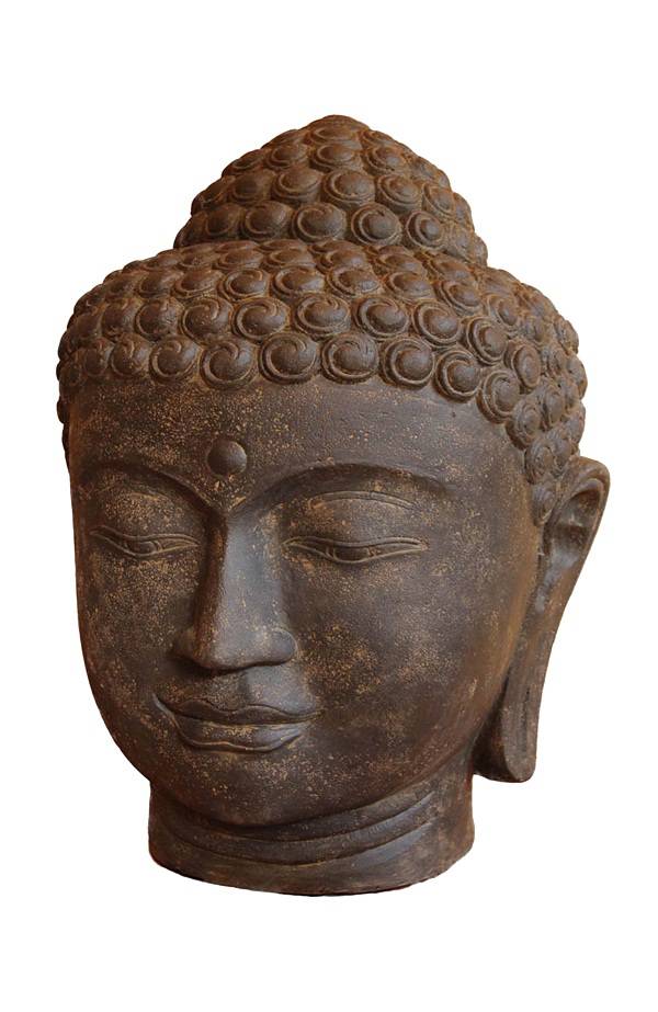 Tête Bouddha Statue Pierre gris H.50 cm - PENEZ HERMAN - Image 1