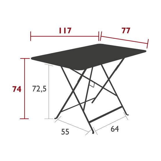 Fermob - Table de jardin rectangulaire pliante acier carbone 6 personnes Bistro Fermob - Image 7