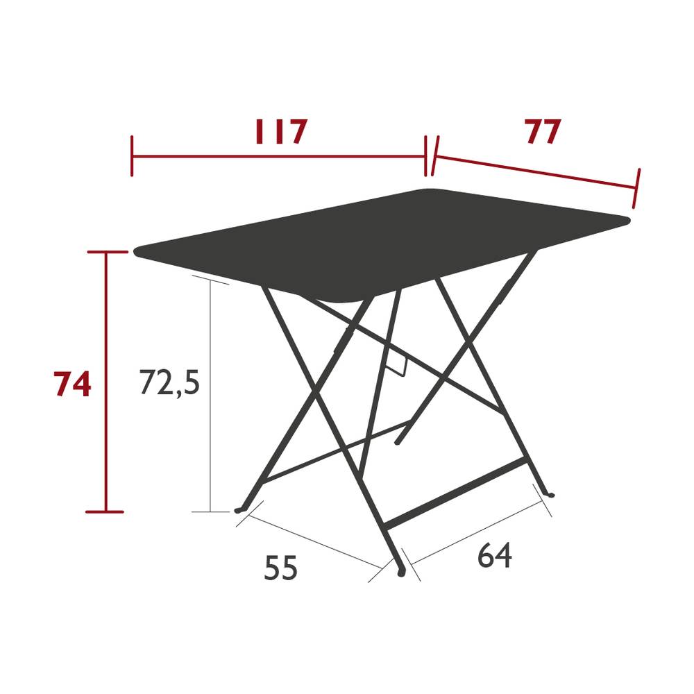 Fermob - Table de jardin rectangulaire pliante acier carbone 6 personnes Bistro Fermob - Image 7