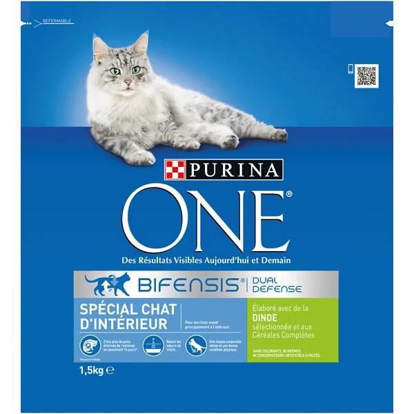 Purina One - Croquettes chat d'intérieur Adulte Dinde Céréales Complètes 1,5kg - PURINA ONE - Image 1