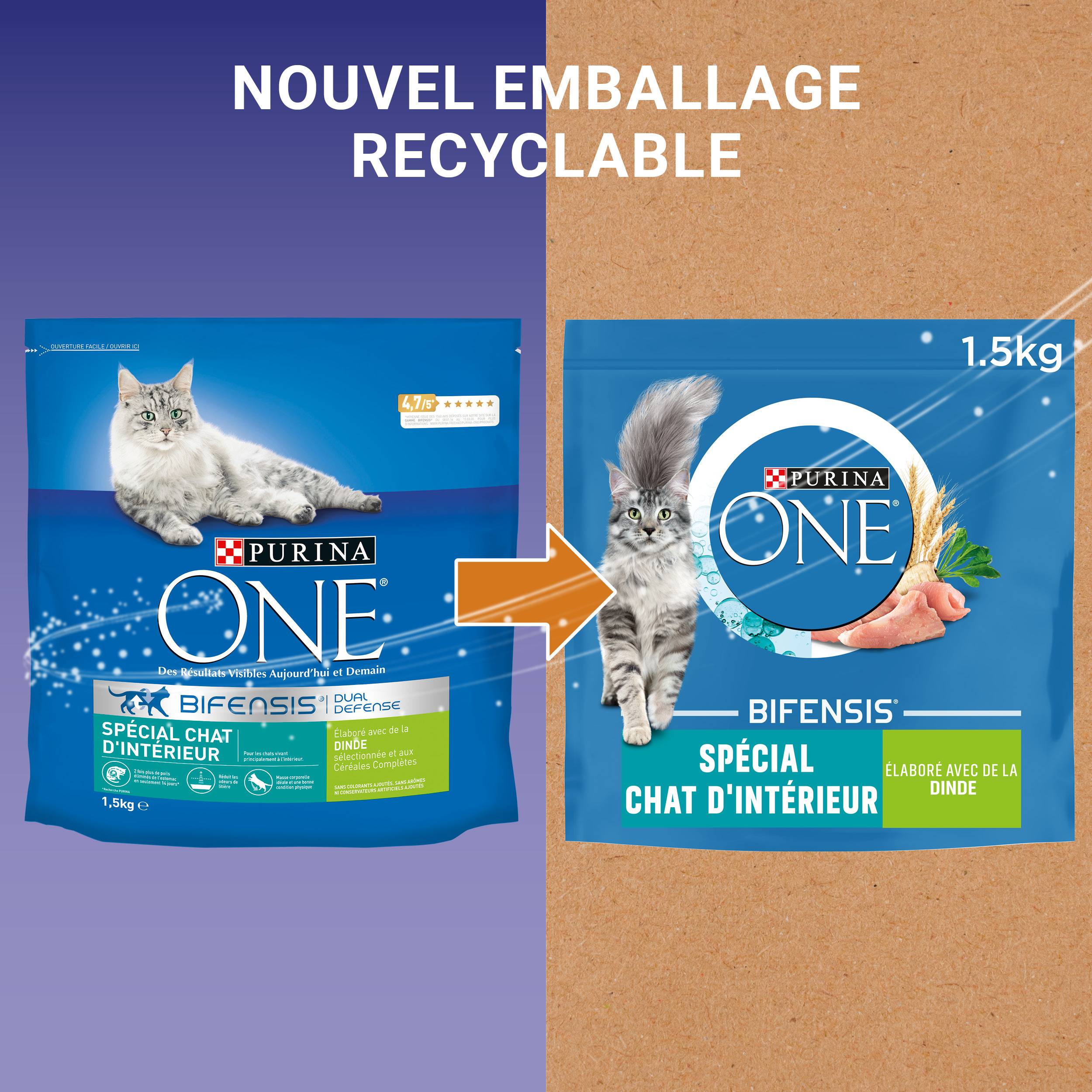 Purina One - Croquettes chat d'intérieur Adulte Dinde Céréales Complètes 1,5kg - PURINA ONE - Image 8