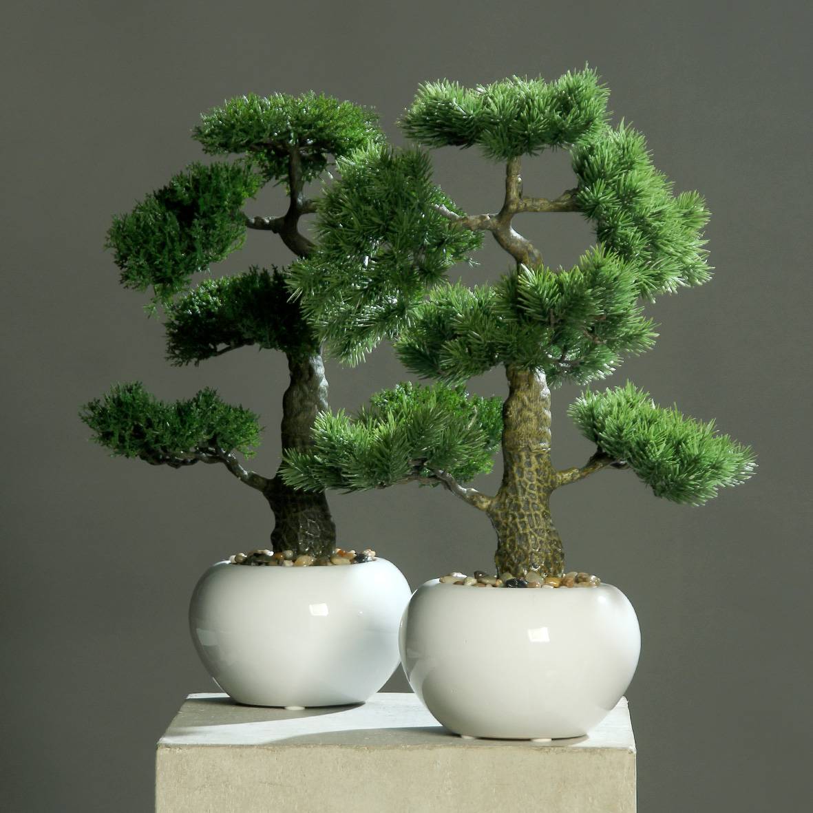 Bonsaï pot blanc artificiel 48 cm