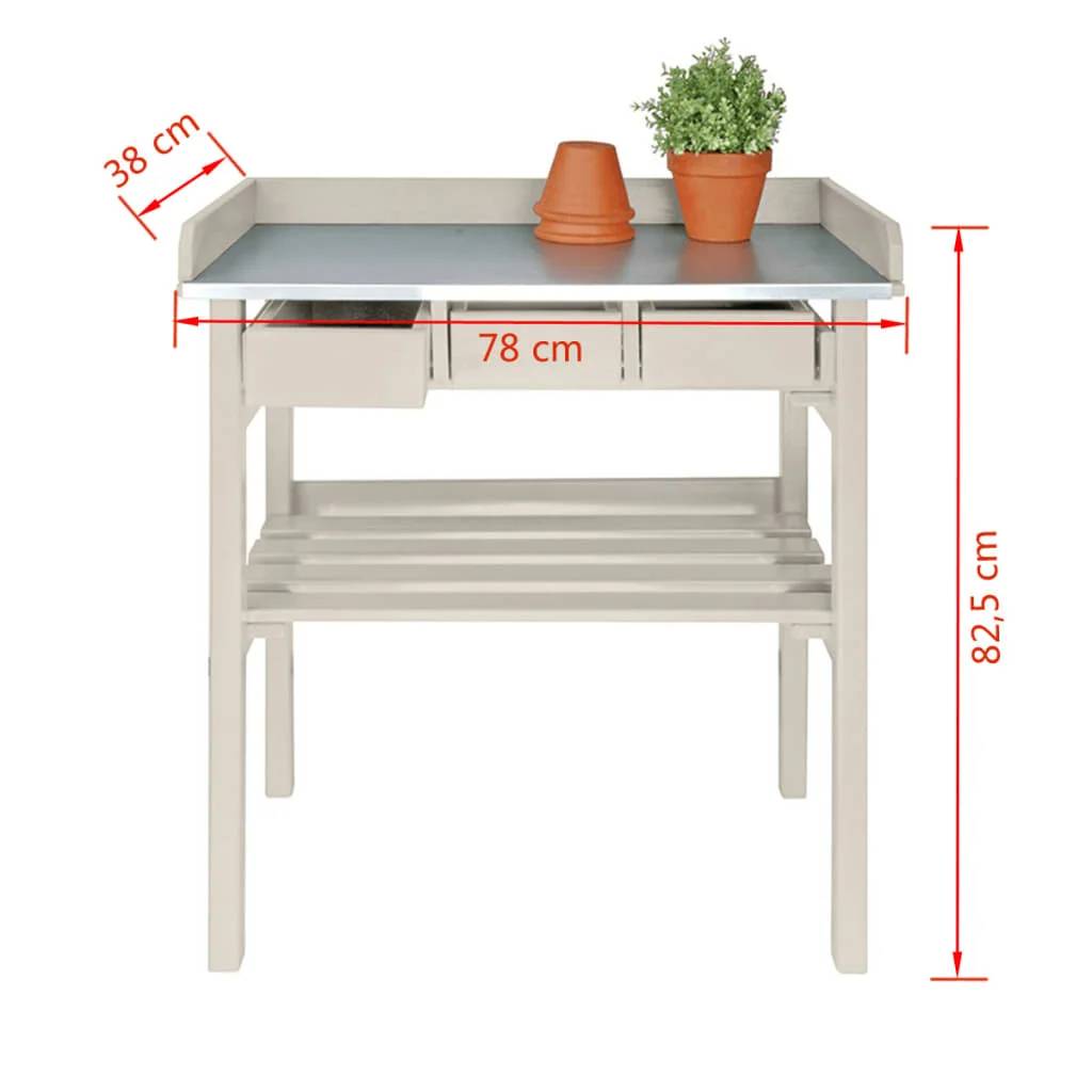 Table de rempotage pin zinc blanc - ESSCHERT DESIGN