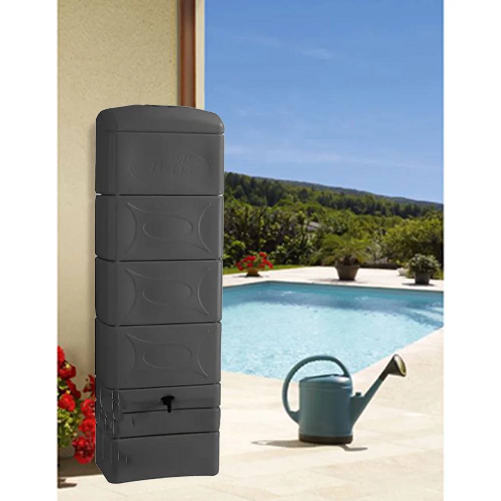 Belli - Récupérateur d'eau de pluie 300L mural couvercle, robinet et collecteur inclus gris anthracite-BELLI - Image 1