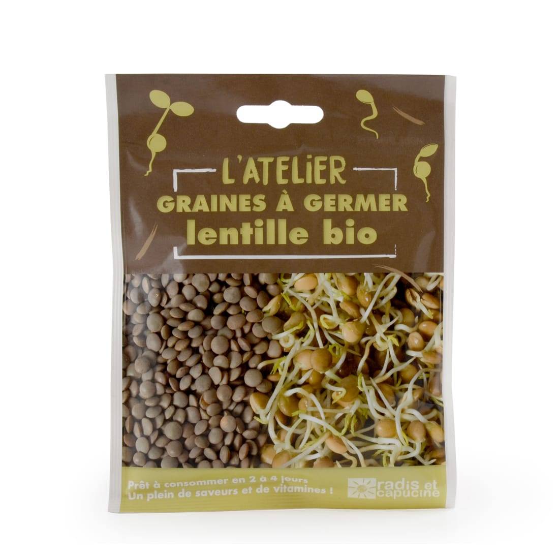 Radis et Capucine - Sachet graines à germer lentilles bio.
