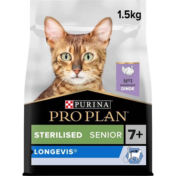 Purina Pro Plan - Croquettes chat Senior 7+ Stérilisé Dinde 1,5 kg - PRO PLAN - Image 1