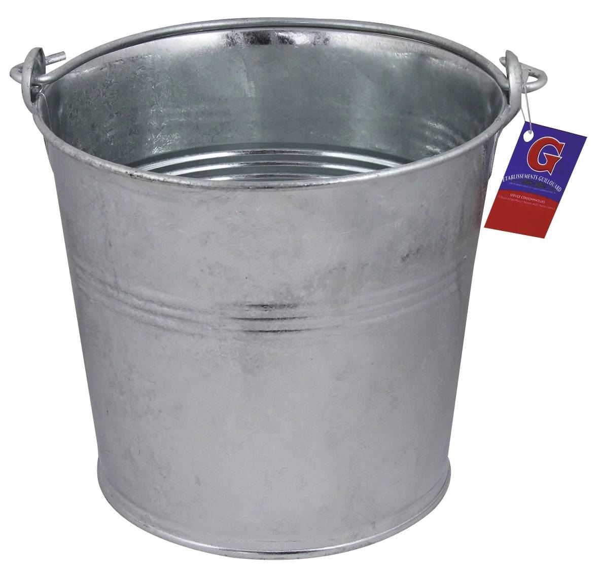 Seau acier galvanisé argent Ø 25 cm H 24,5 cm 7 l - GUILLOUARD - Gamm vert