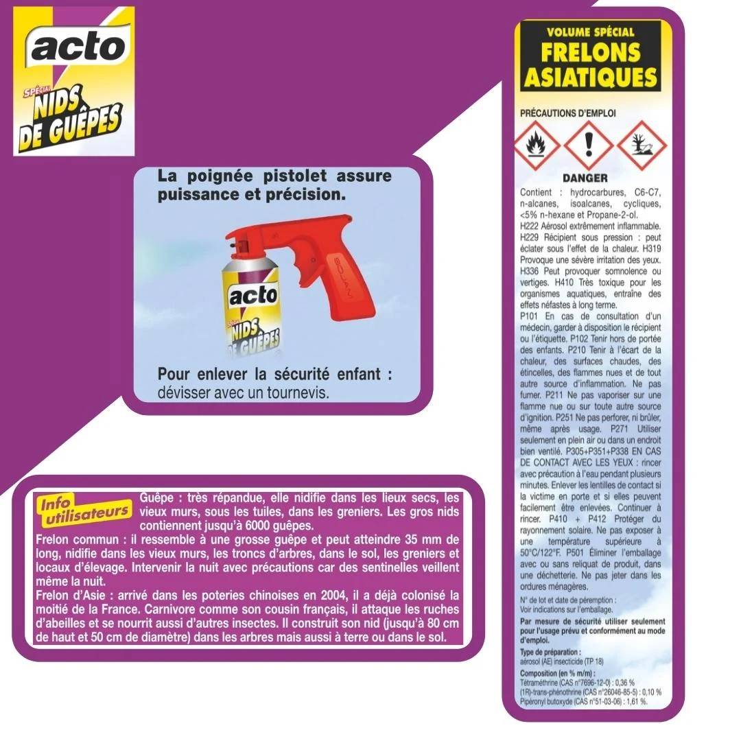 Acto - Aérosol Ultra Foudroyant Nids Guêpes Frelons - ACTO - Image 7