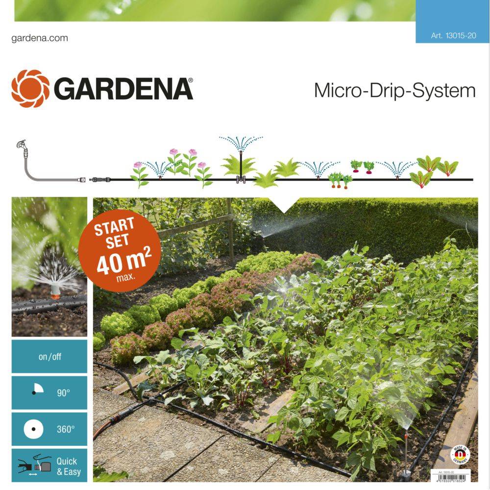 Kit d'arrosage goutte-à-goutte GARDENA pour massifs et potagers
