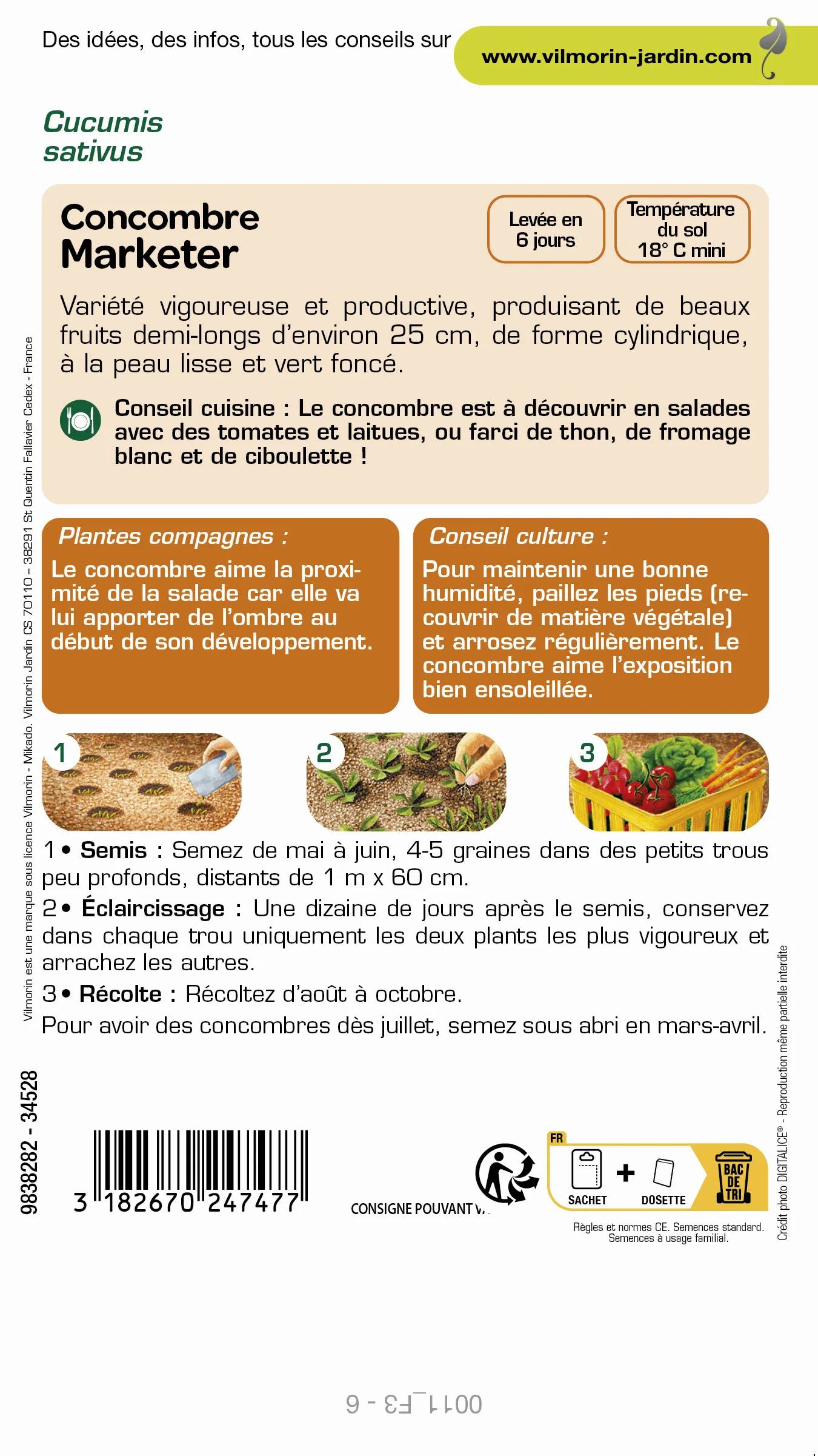 Vilmorin - Concombre marketer série 1 sachet graines 3 g - Vilmorin - Image 1