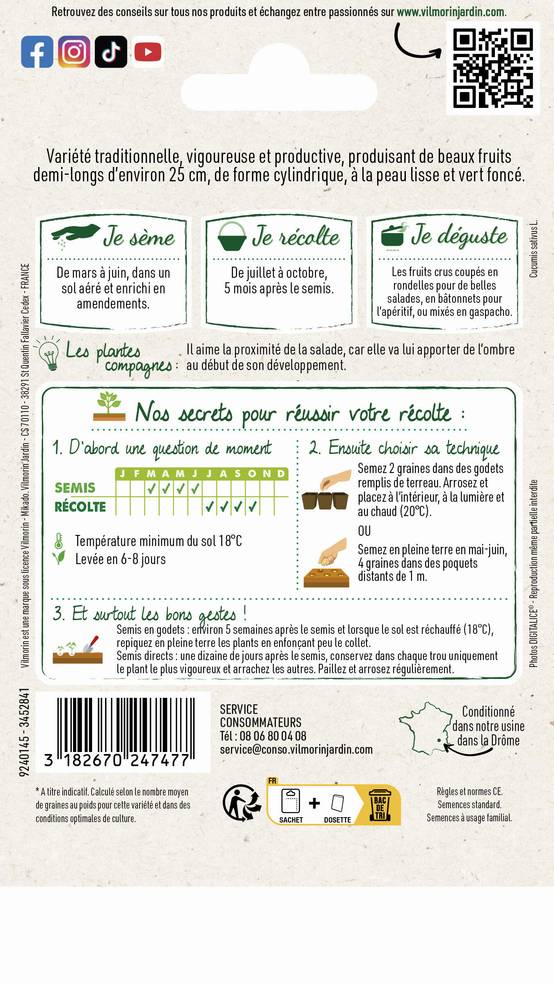 Vilmorin - Concombre marketer série 1 sachet graines 3 g - Vilmorin - Image 4