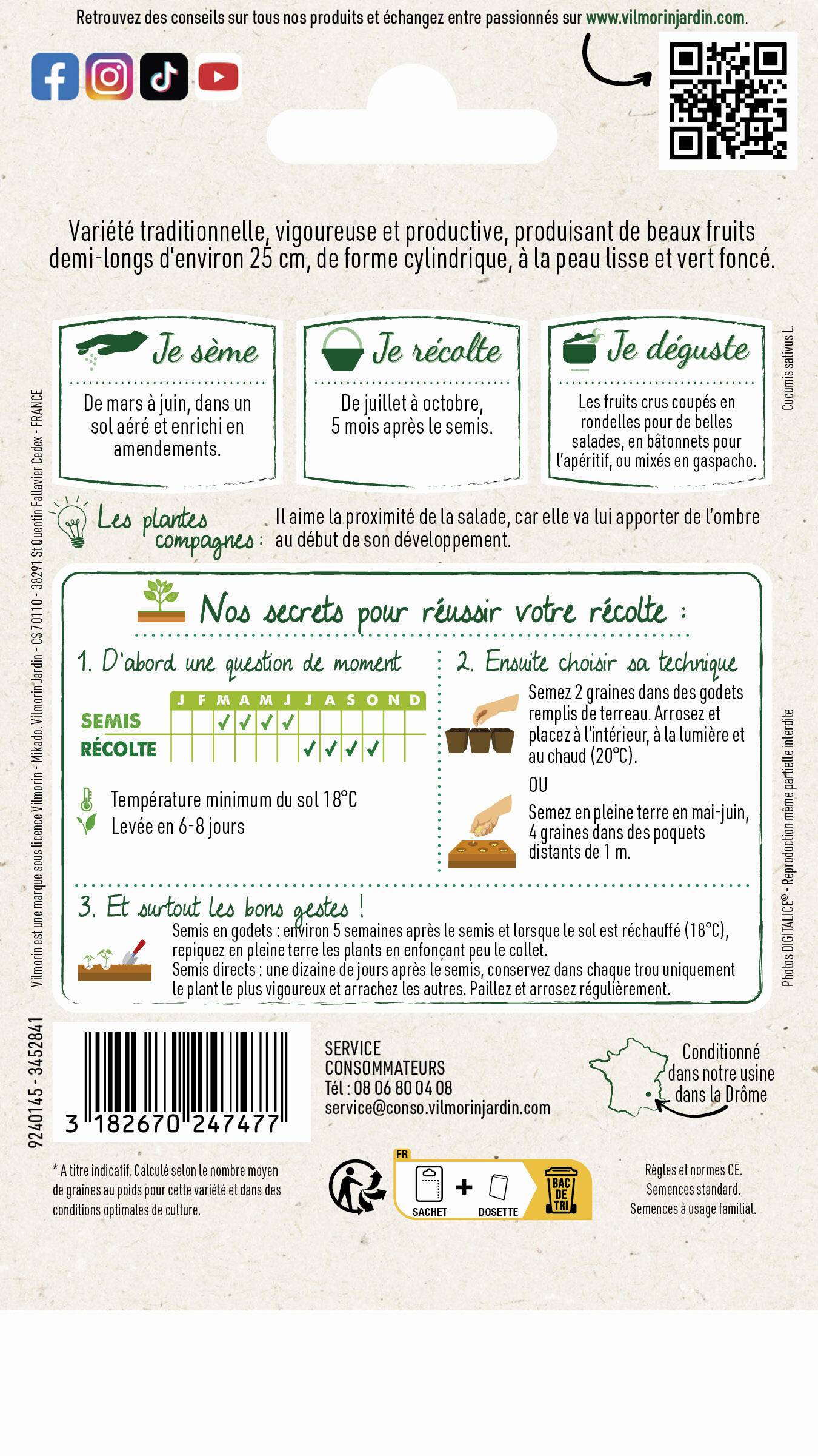 Vilmorin - Concombre marketer série 1 sachet graines 3 g - Vilmorin - Image 4