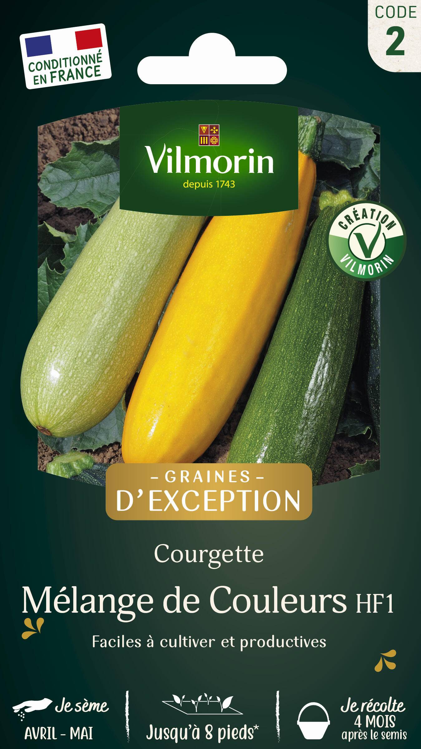 Vilmorin - Courgette mélange de couleurs série 2 sachet graines 2 g - Vilmorin - Image 2