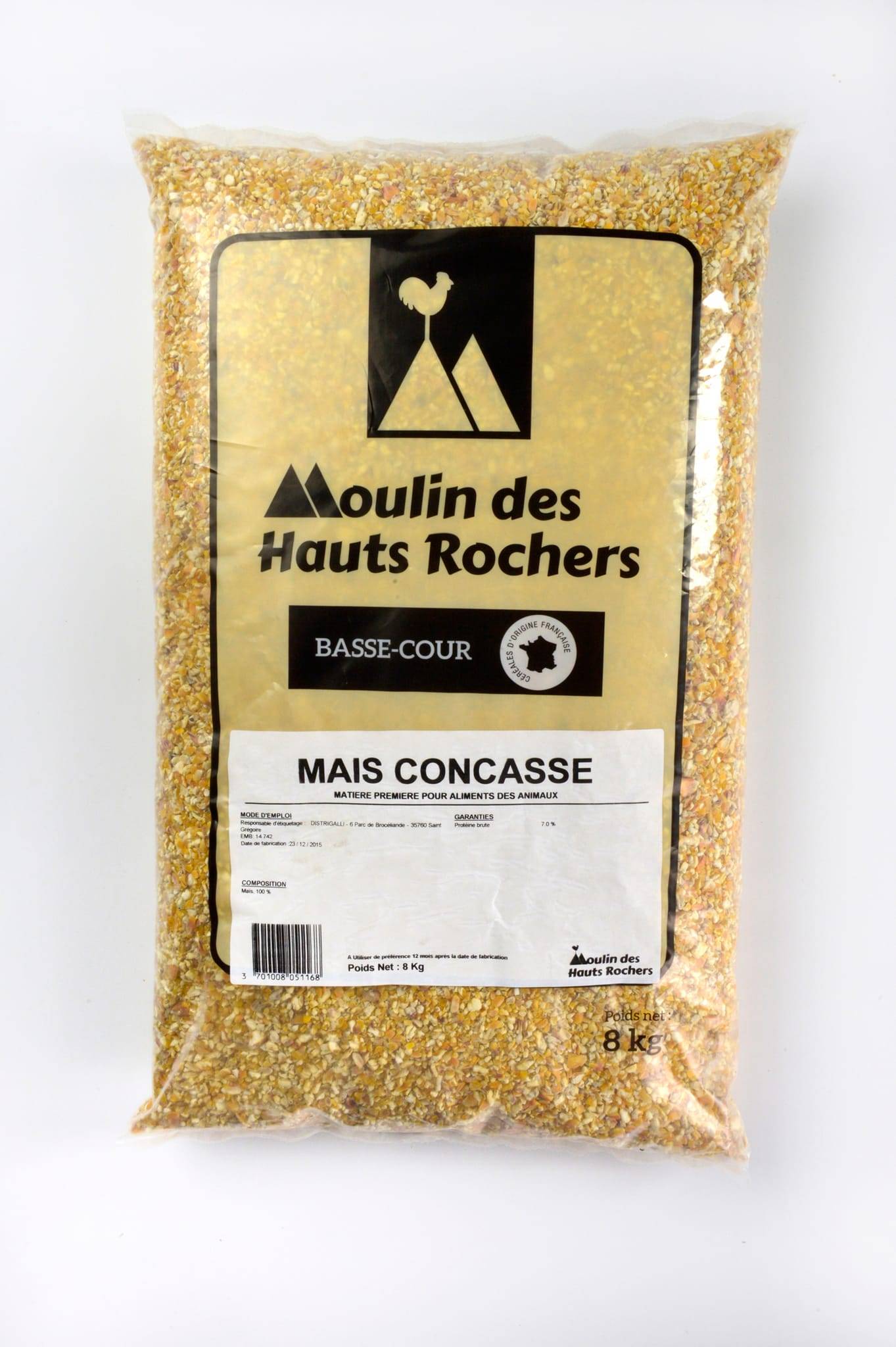 Moulin des Hauts Rochers - Moulin des Hauts Rochers - Maïs concassé dans un sachet de 8 kg - Image 1
