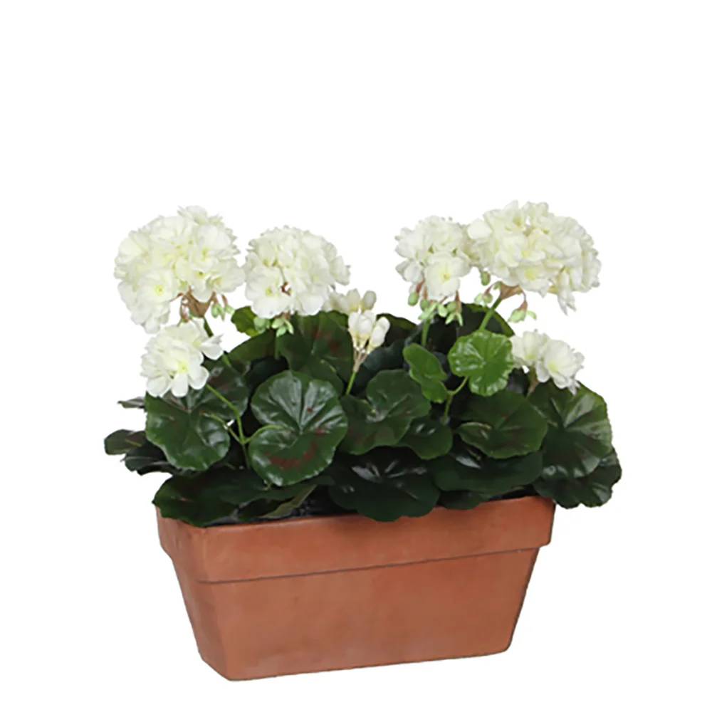 Mica Decorations - Géranium blanc artificiel en jardinière L.29 x l.13 x H.40 cm - Image 3