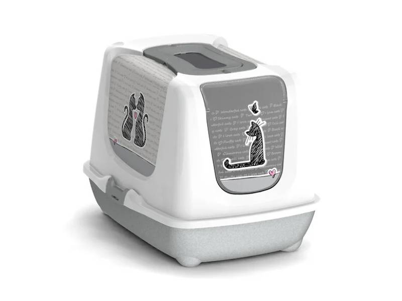 Maison de toilette plastique blanc et gris Cats in Love L 57 cm l 45 cm H 42,5 cm - MODERNA - Image 1