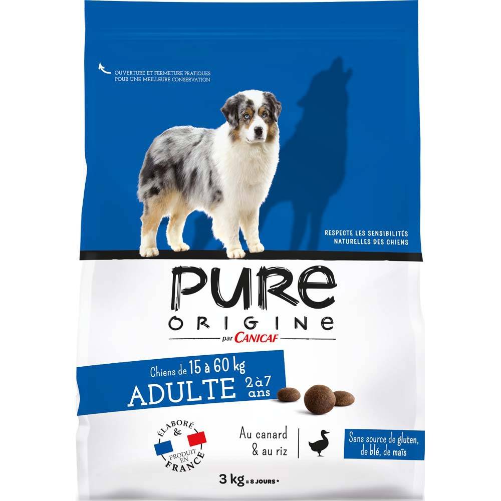 Pure Origine - Croquettes chien moyenne/grande taille canard 3kg - Pure Origine