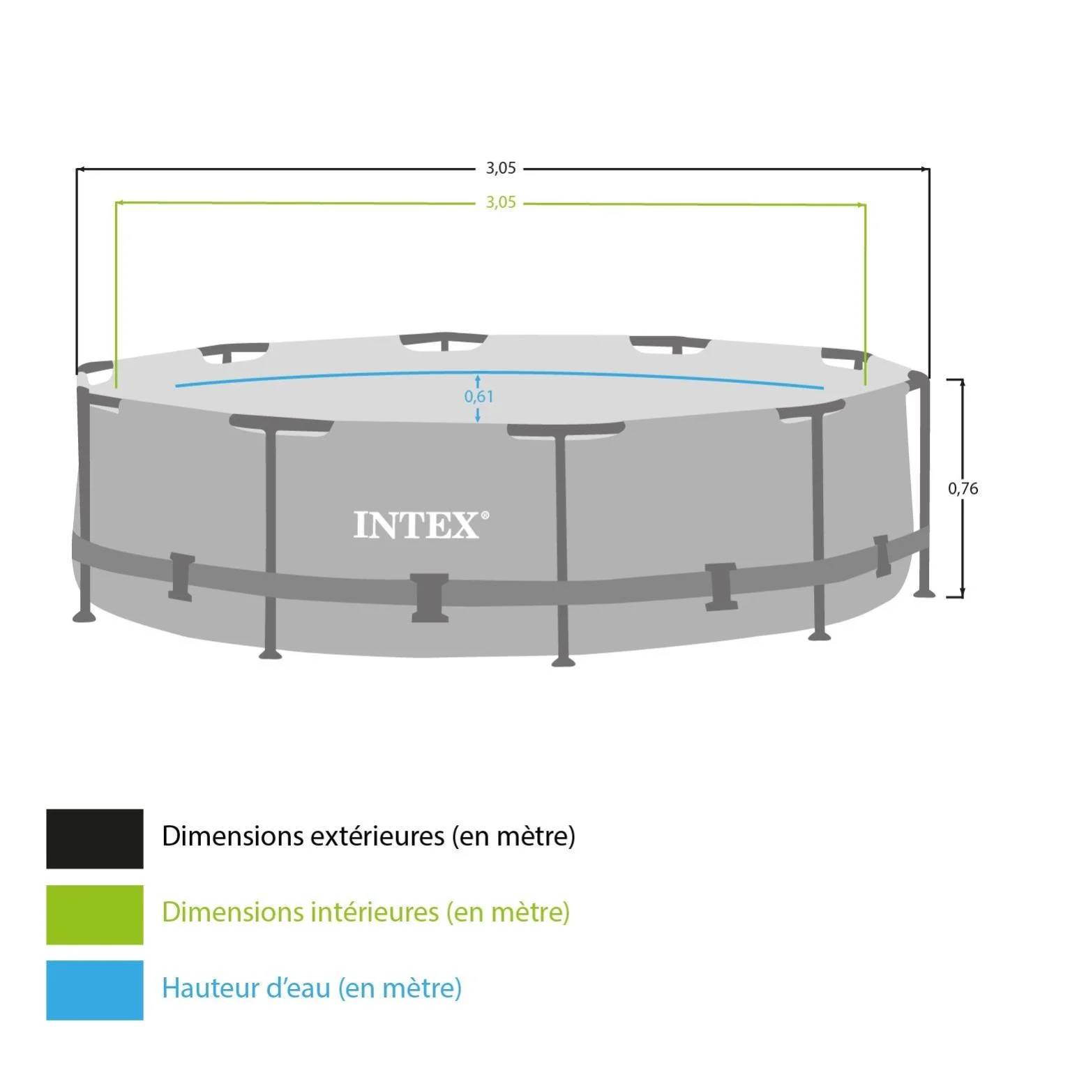 Intex - Piscine Tubulaire Métal Frame Liner Triple Épaisseur Ronde Ø 3,05 m H 0,76 m - INTEX - Image 5
