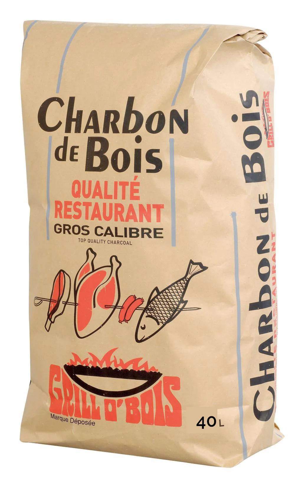 Charbon de bois 40 L qualité restaurant grill - O'BOIS